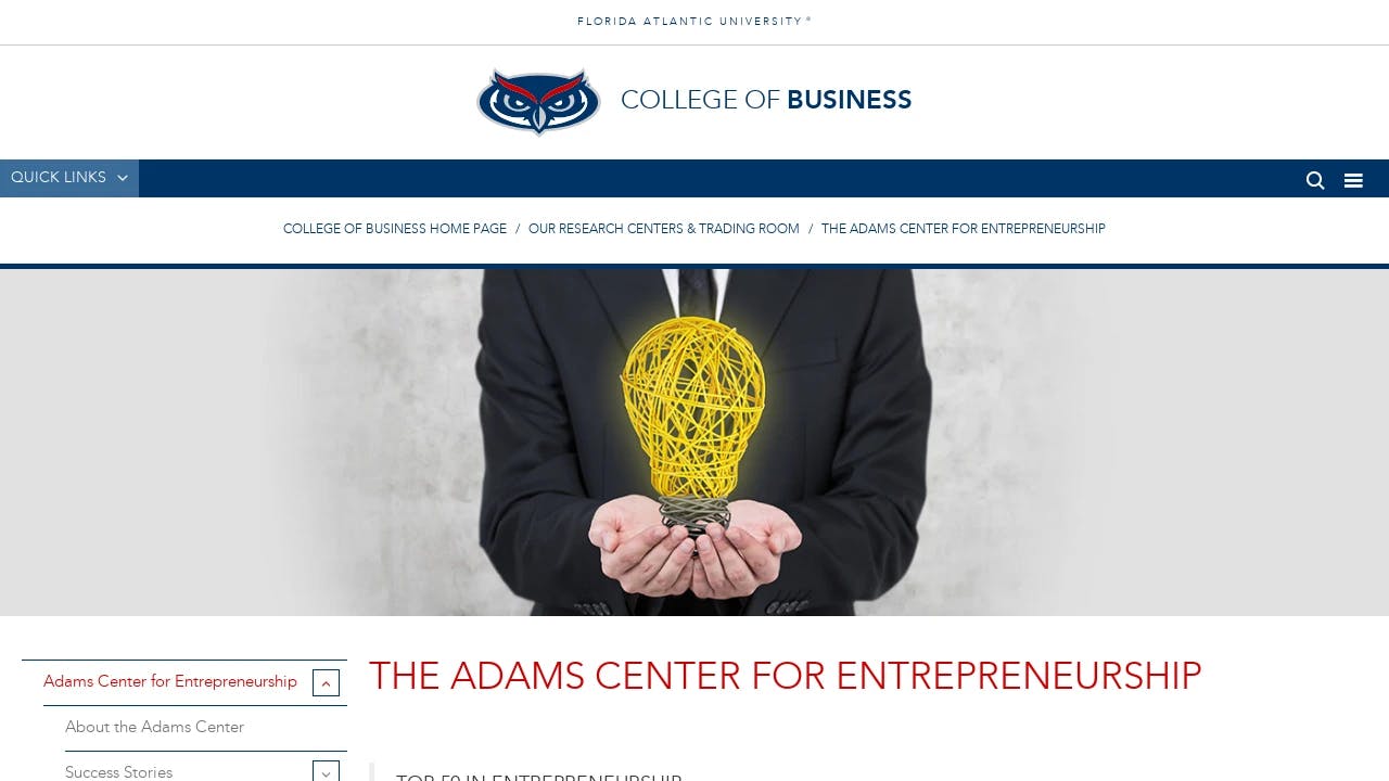 Florida Atlantic University - Adams Center for Entrepreneurship - enabling start-ups to fundraise successfully