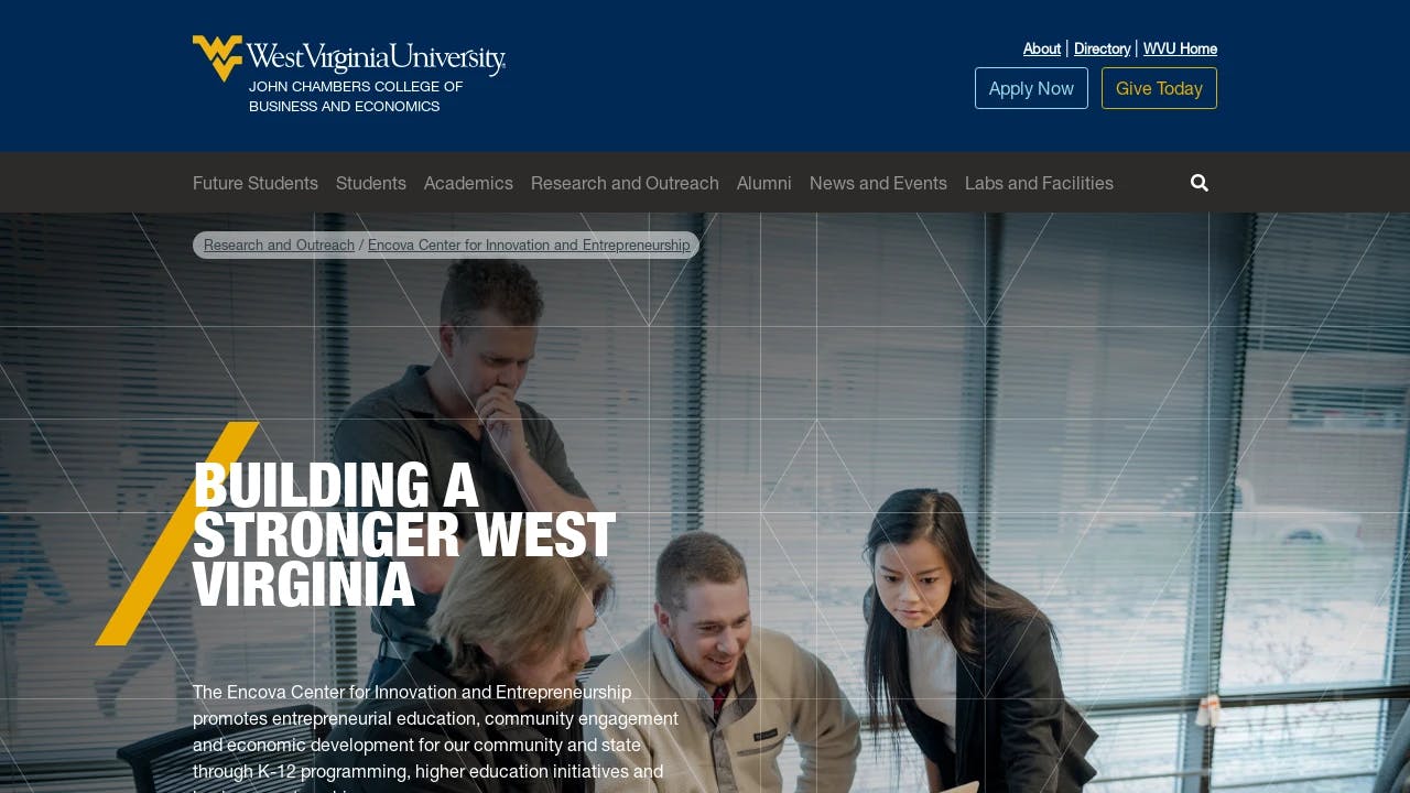 West Virginia University - Encova Center for Innovation & Entrepreneurship - supporting founders in their growth journey