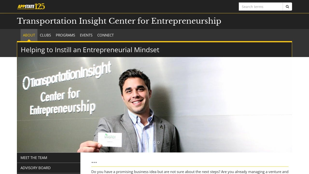 Appalachian State University - Transportation Insight Center for Entrepreneurship - supporting founders in their growth journey