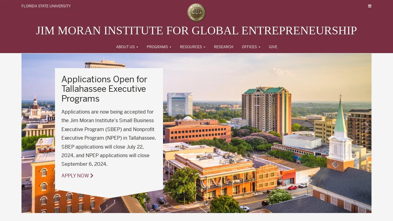 Florida State University - The Jim Moran Institute for Global Entrepreneurship - supporting Florida's best founders