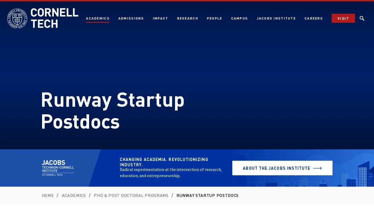 Runway Startup Postdoc - supporting New York City's best founders