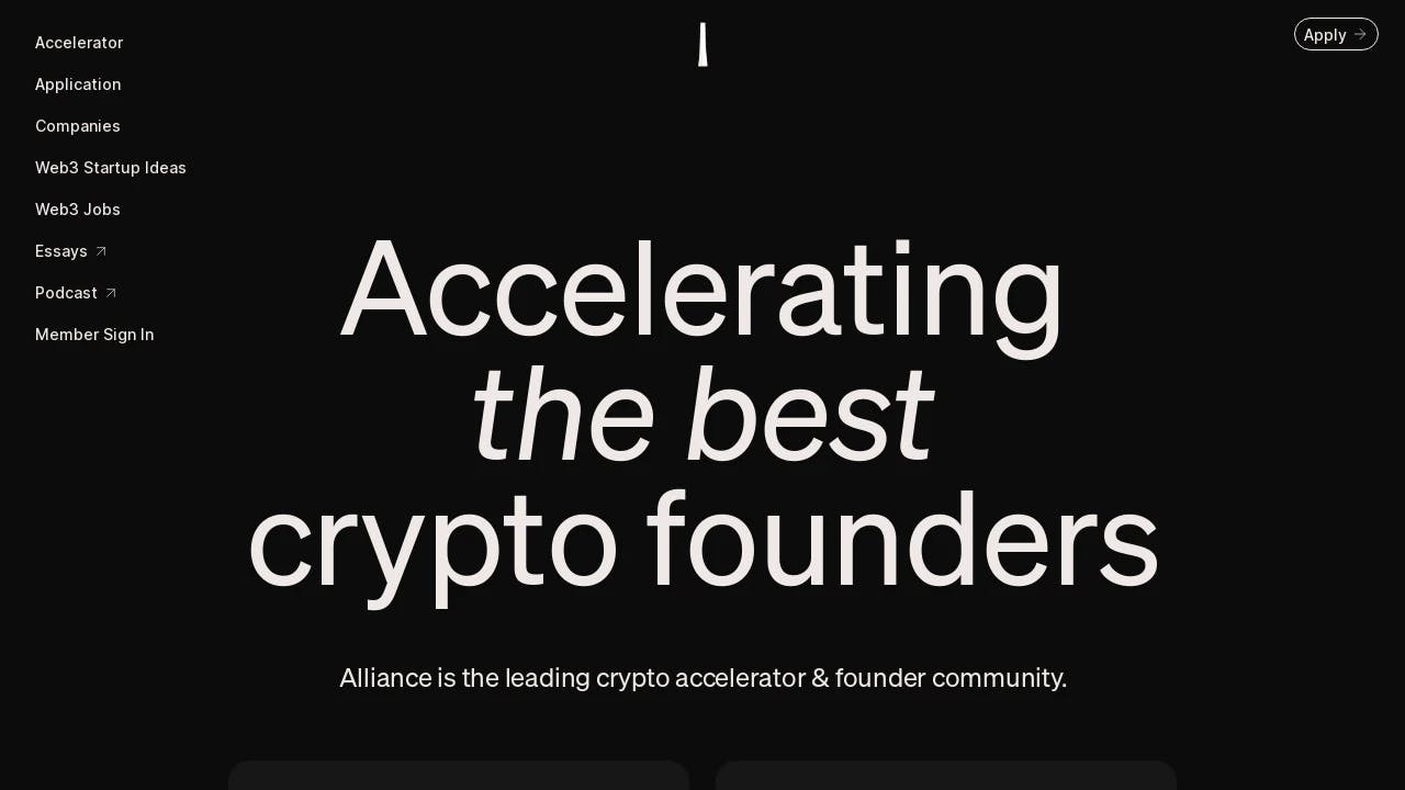 Alliance DAO - supporting founders in their growth journey