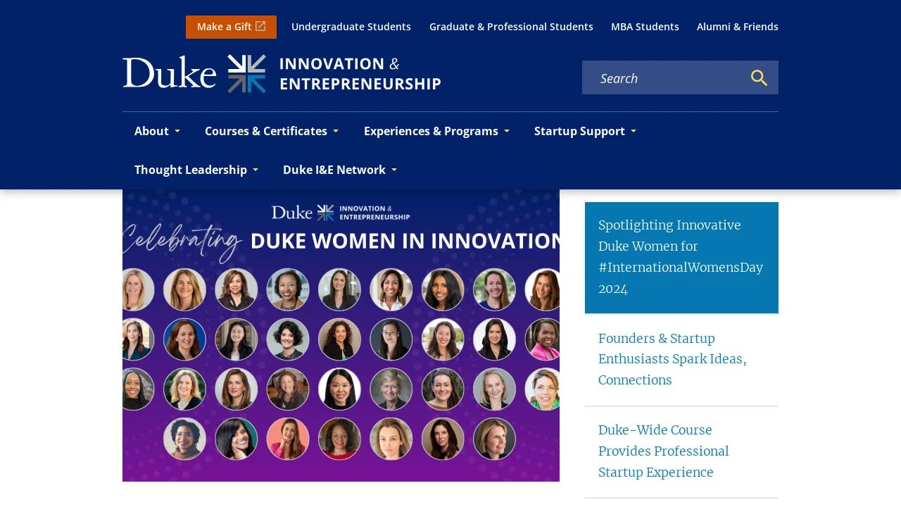 Duke University - Center for Entrepreneurship & Innovation - promoting the start-ups of tomorrow