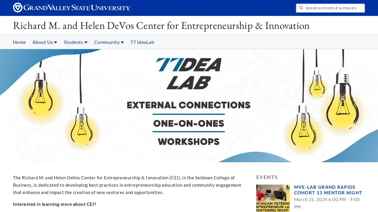 Grand Valley State - DeVos Center for Entrepreneurship & Innovation - accelerating exceptional start-ups in Michigan