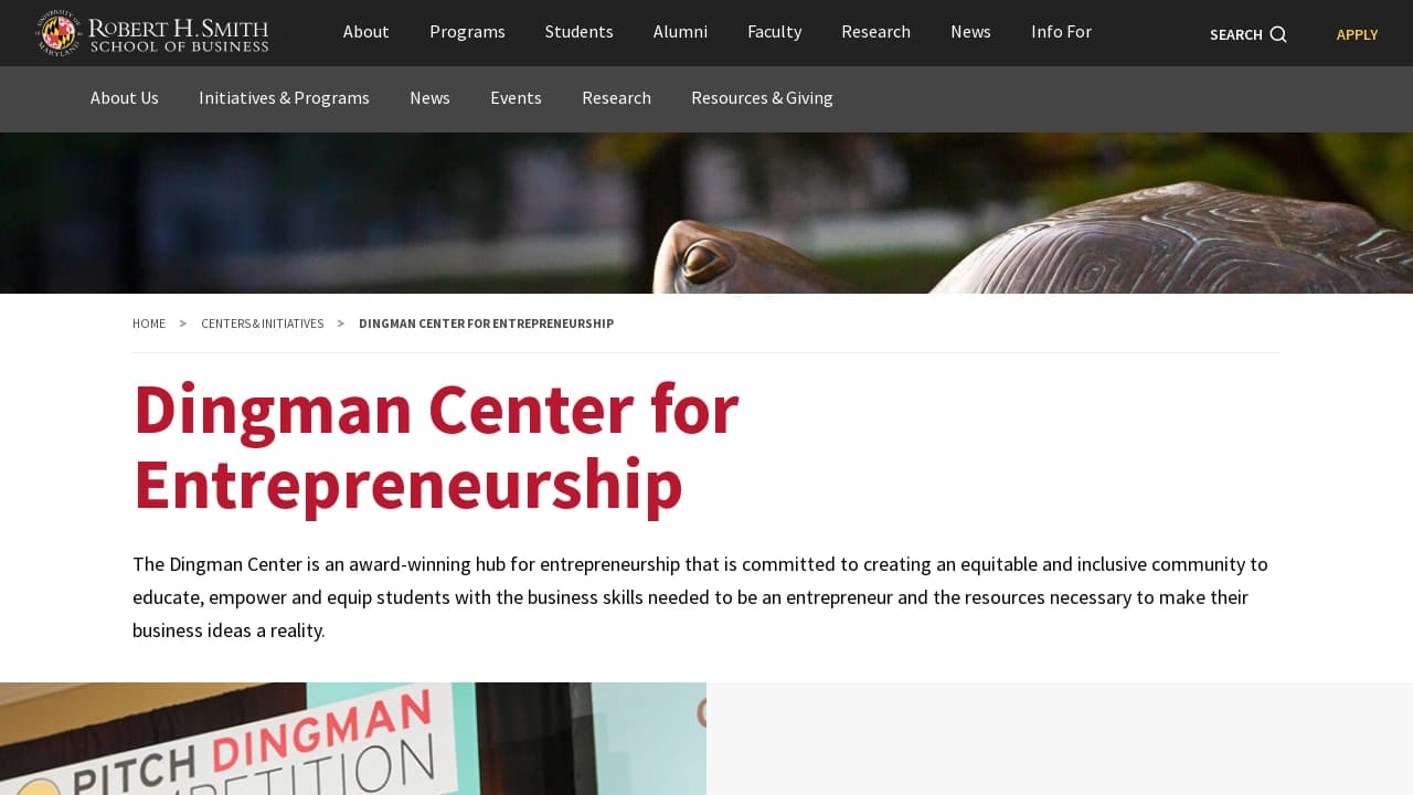 University of Maryland - Dingman Center for Entrepreneurship - supporting founders in their growth journey