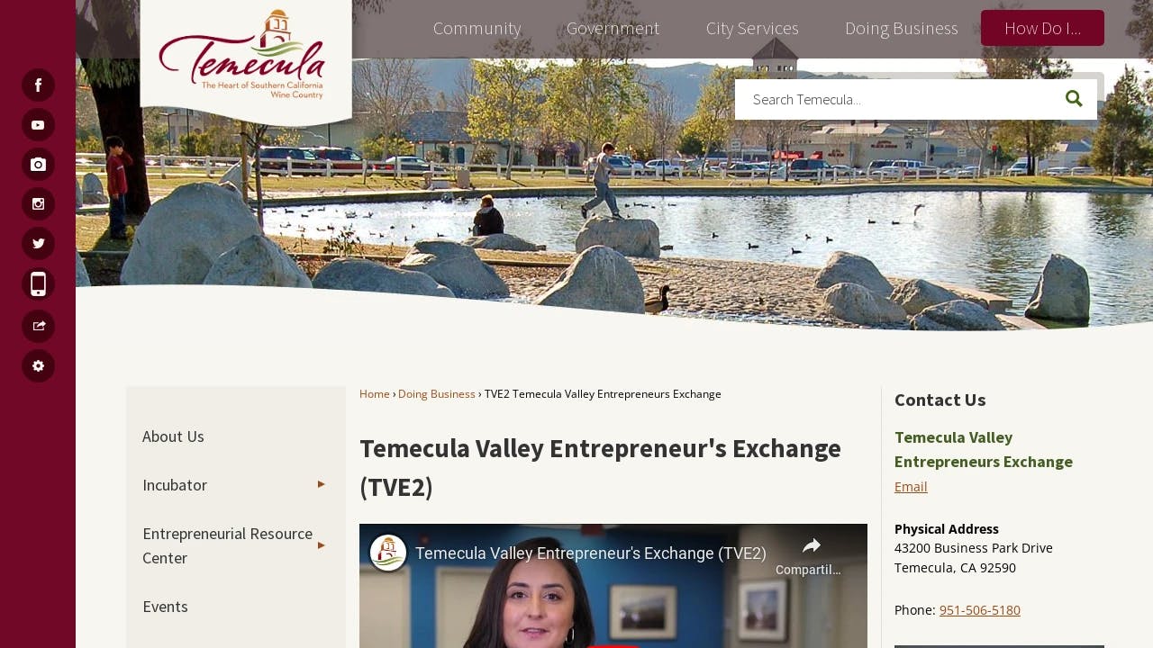 Temecula Valley Entrepreneur's Exchange - a modern, innovative hub for start-ups in California