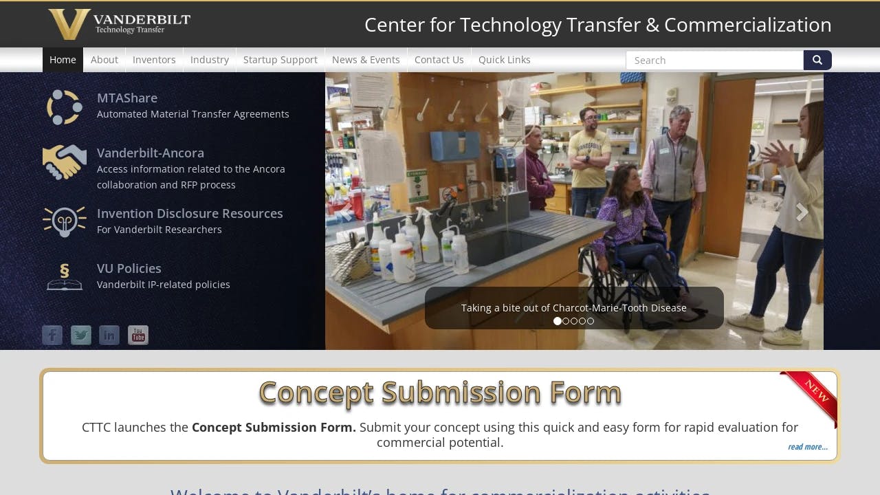 Vanderbilt University - Center Technology Transfer & Commercialization (Tech Transfer) - a prominent start-up growth supporter in Tennessee