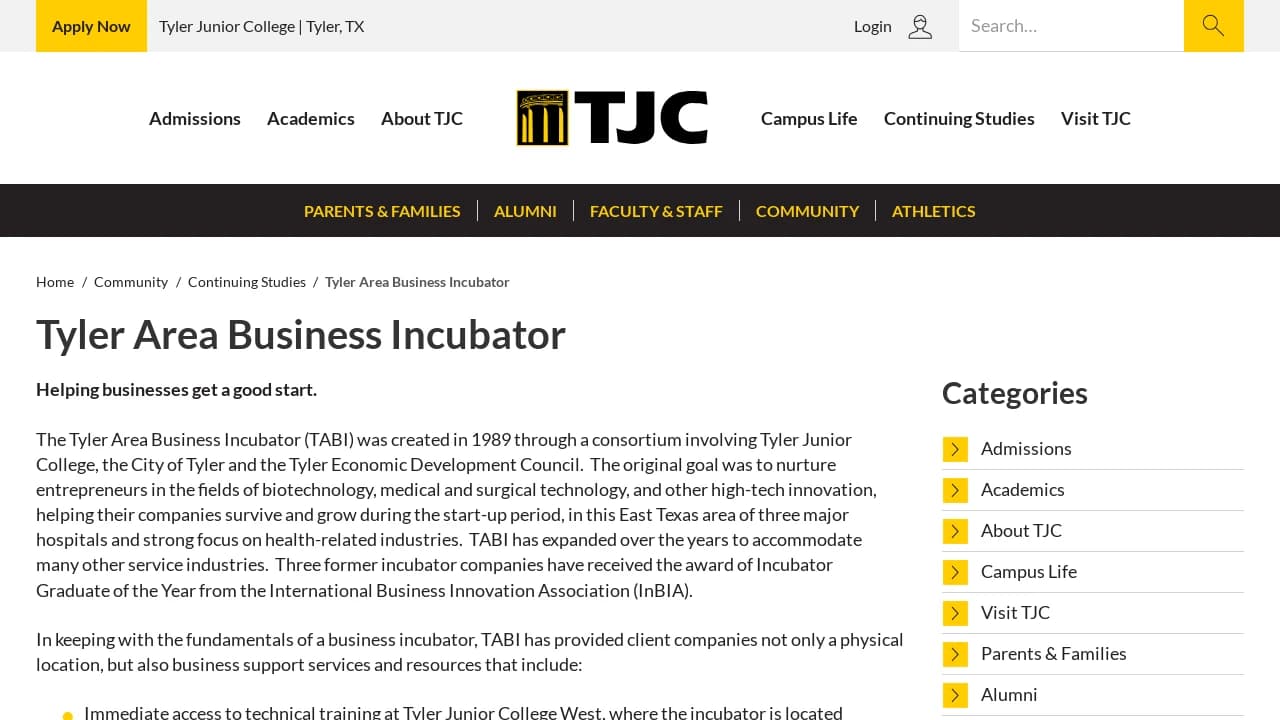 Tyler Area Business Incubator - promoting the start-ups of tomorrow